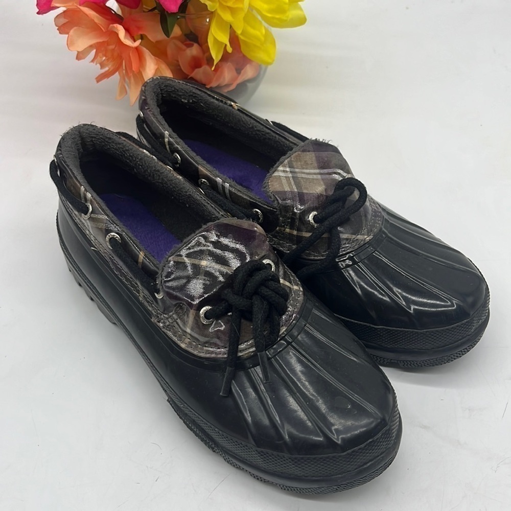 Sperry Top Sider Plaid Duck Boot Rain Shoe Size 6 SPR4078